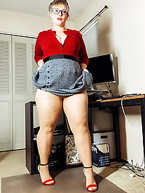 Office heels miniskirt and tights